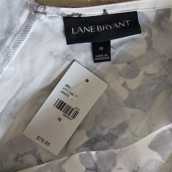 NWT Lane Bryant Sun Dress 18 Black Gray White Floral Surplice Fit - Picture 4 of 9